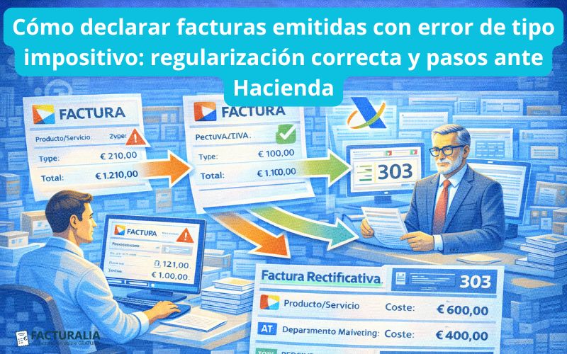 Cómo declarar facturas emitidas con error de tipo impositivo: regularización correcta y pasos ante Hacienda Cómo declarar facturas emitidas con error de tipo impositivo