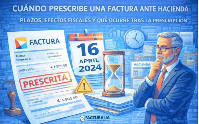 Cuándo prescribe una factura ante Hacienda: plazos, efectos fiscales y qué ocurre tras la prescripción Cuándo prescribe una factura ante Hacienda: plazos