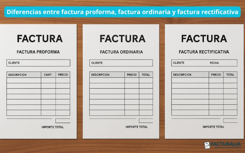 Factura proforma, factura ordinaria y factura rectificativa