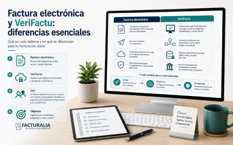 Facturalia (1) diferencia factura electrónica VeriFactu