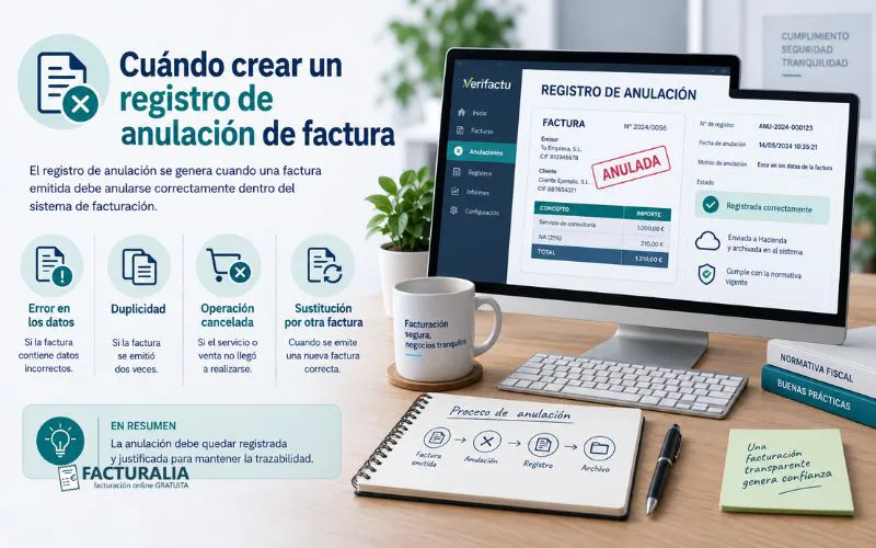 registro anulación factura