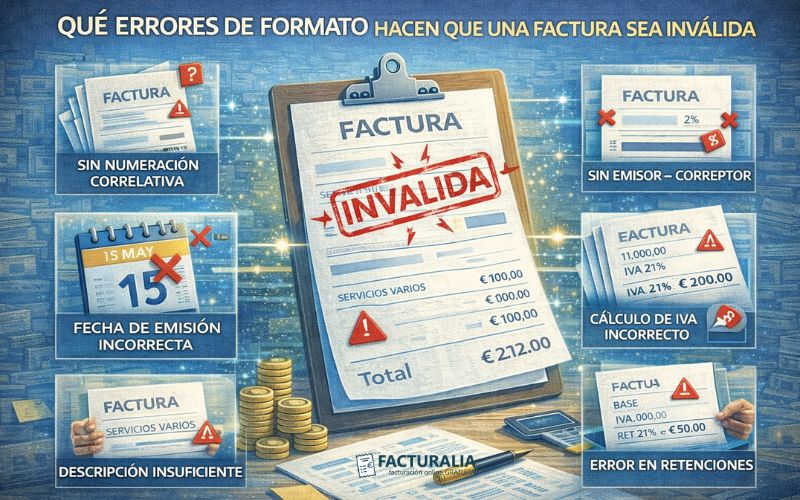 Qué errores de formato hacen que una factura sea inválida: guía completa para evitar fallos formales y problemas fiscales Qué errores de formato hacen que una factura sea inválida